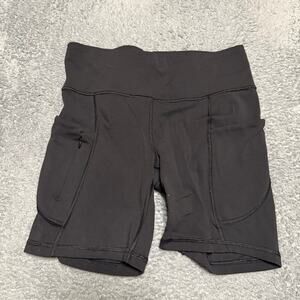 Athleta All In Bike Shorts Womens Medium Black Pockets Athletic